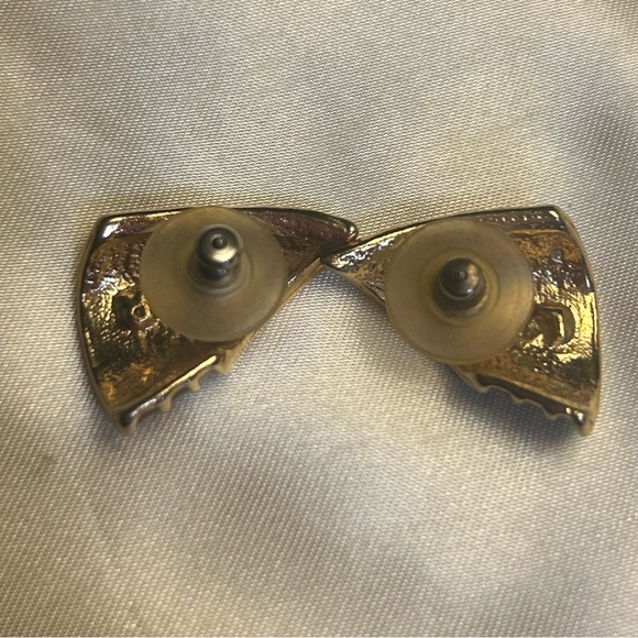 Earrings  gold plated with plum enamel, marked left and right - Picture 4 of 5